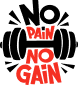 image d'une haltère avec un titre no pain no gain